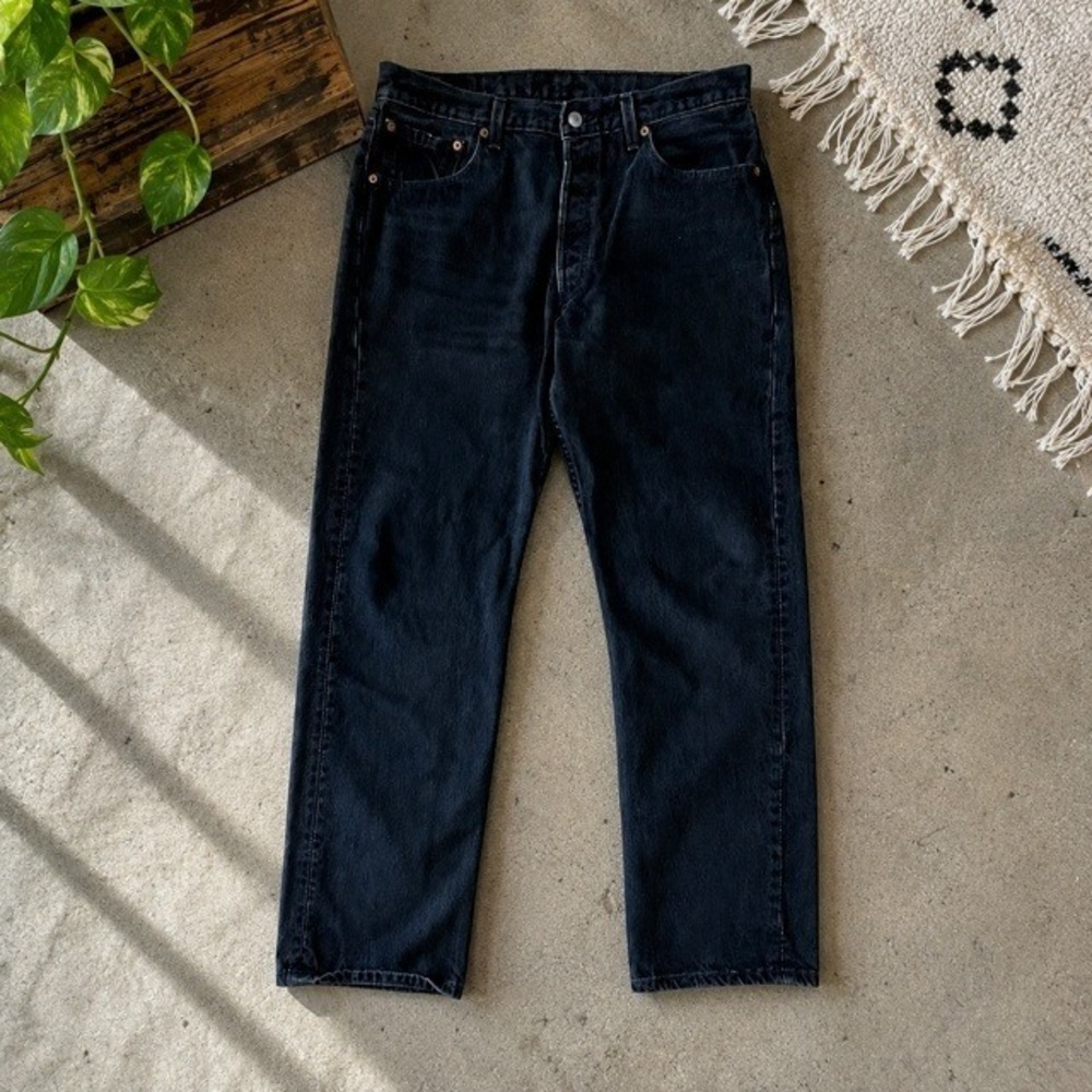 Vintage Levi's 501 00501-0660 Faded Black Jeans Men's 34x32 Button Fly